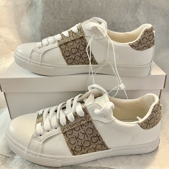 Calvin Klein Shoes - Brand New Calvin Klein White and Gold Patterned Sneakers, 8M